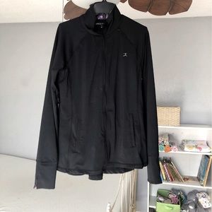 Black zip up athletic jacket from Danskin for women.